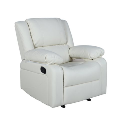 Emma + Oliver - Recliner with Bustle Back and Padded Arms - Cream Faux Leather-Front_Standard 