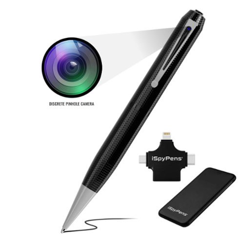 iSpyPens - iSpyPen Pro X 32GB Professional Grade Spy Pen Camera with Plug & Play Adapter and Portable Battery - Sterling Silver-Front_Standard 