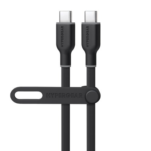 HyperGear - Flexi Pro USB-C to USB-C Soft-Touch Silicone Fast Charge and Sync Cable 15 Ft - Black-Front_Standard 