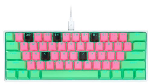 CORSAIR - K65 RGB Mini Wired 60% Mechanical Cherry MX SPEED Linear Switch Gaming Keyboard with PBT Double-Shot Keycaps - Flavor Rush Watermelon Blast-Front_Standard 