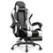 GTPlayer - Gaming Chair Faux Leather Height Adjustable Computer Chair with Footrest and Headrest - White-Front_Standard