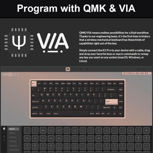 Keychron K3 Max 75% Custom Wireless RGB Mechanical Keyboard with Programmable QMK/VIA Hot-Swappable Red Switch - Black HOW TO BUY