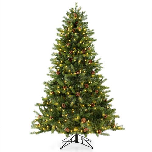 Costway - 6 FT Pre-Lit Christmas Tree 3-Minute Quick Shape with Quick Power Connector Timer
