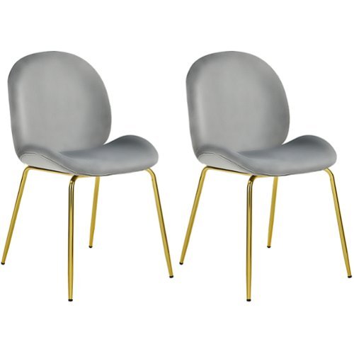 Costway Set of 2 Velvet Accent Chairs Dining Side Chairs w/Gold Metal Legs - Gray