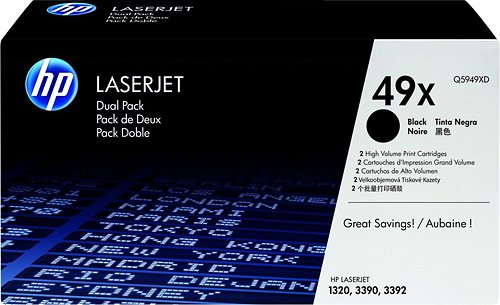 HP - 49X 2-Pack Ink Cartridges - Black-Front_Standard