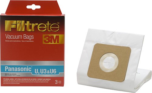  3M - Filtrete Panasonic U Micro Allergen Bag for Select Panasonic Vacuums (3-Pack) - White