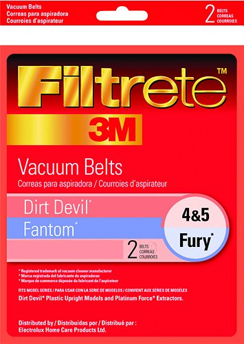  3M - Filtrete Dirt Devil 4/5 Replacement Belt for Select Dirt Devil Vacuums (2-Pack) - Black
