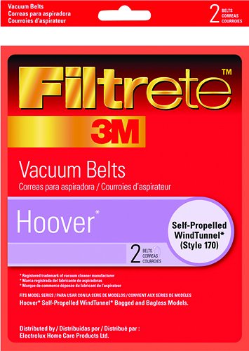  3M - Filtrete Hoover Windtunnel Belt for Select Hoover Vacuums (2-Pack) - Black