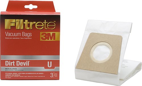  3M - Filtrete Dirt Devil U Micro Allergen Bag for Select Dirt Devil Vacuums (3-Pack) - White