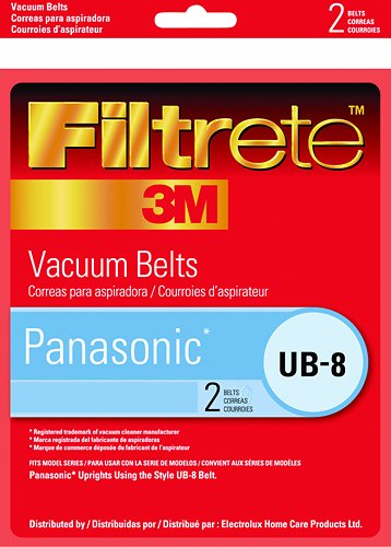  3M - Filtrete Panasonic UB-8 Replacement Belt for Select Panasonic Vacuums (2-Pack) - Black