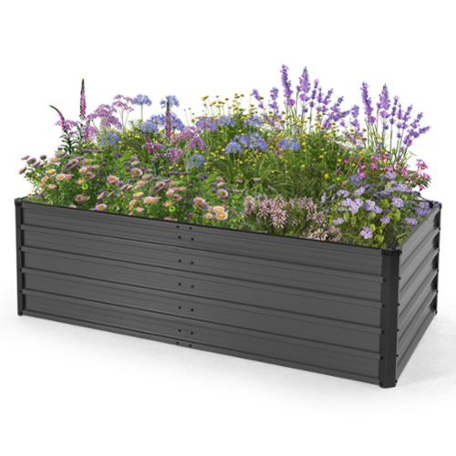 Nuu Garden - 6x3x2ft Rectangular Galvanized Raised Garden Bed Metal Planter Box for Vegetables Flowers Herb - Dark Gray-Front_Standard 