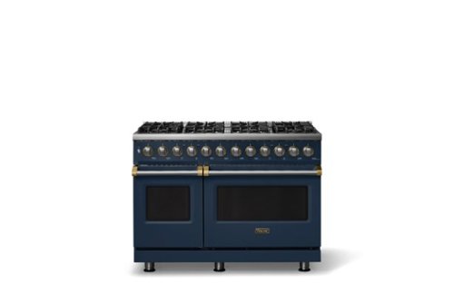 Viking - Pro 5 Series 7.3Cu. Ft. Freestanding Sealed 8 Burner LP DF Convection Range/Grdl - Slate Blue w. Brushed Brass Trim - Slate Blue