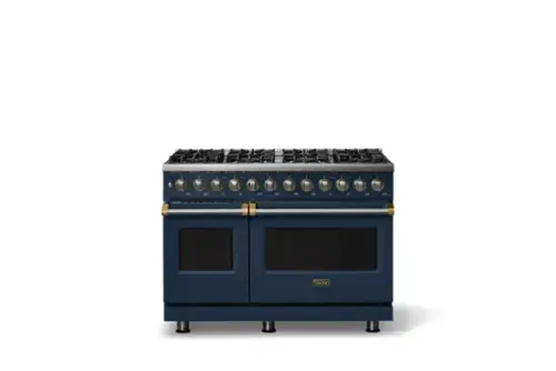 Front. Viking - Pro 5 Series 7.3Cu. Ft. Freestanding Sealed 8 Burner DF Convection Range/Griddle - Slate Blue w. Brushed Brass Trim - Slate Blue.