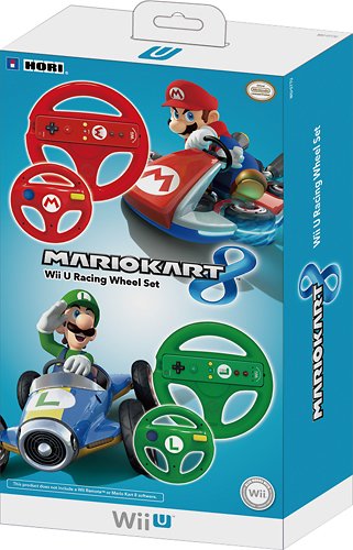  Hori - Mario Kart 8 Racing Wheel Set for Nintendo Wii U - Red/Green