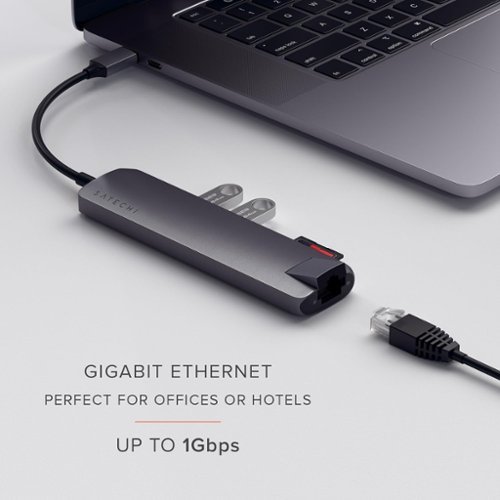 Satechi Slim Multiport USB-C Hub - Ethernet, 4K HDMI, 60W USB-C PD Charging, 2 USB-A, SD/Micro Card Readers for Mac & Windows - Space Gray WHERE TO BUY