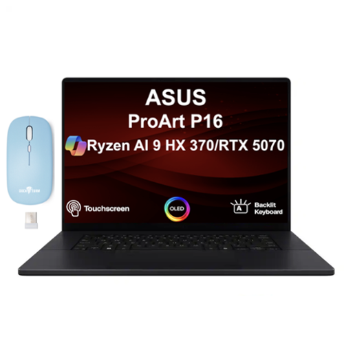 ASUS - ProArt P16 Laptop 16.0 2.8K Display (Ryzen AI 9 HX 370, 32GB, 2TB SSD, Win 11 Home) w/Dockztorm Wireless Mouse - Nano Black-Front_Standard 