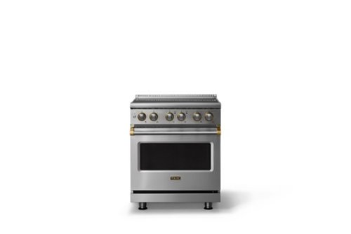 Viking - 30"W. 4.7 Cu.Ft. Pro5S 4 Element Freestanding Electric Induction Convection Range - /Brushed Brass - Stainless Steel