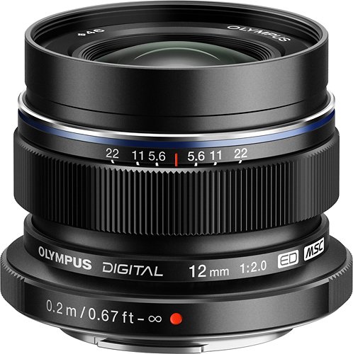Olympus - 12mm f/2.0 Wide-Angle Lens for Select Digital Cameras - Black