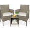 Best Choice Products - 3-Piece Outdoor Wicker Conversation Patio Bistro Set, w/ 2 Chairs, Table - Taupe/White Sand-Front_Standard