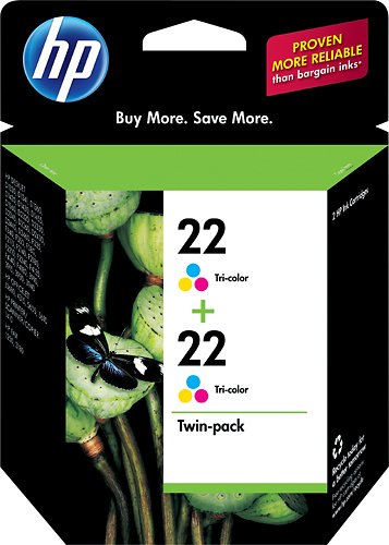  HP - 22 Inkjet Cartridge Twin-Pack - Cyan/Magenta/Yellow