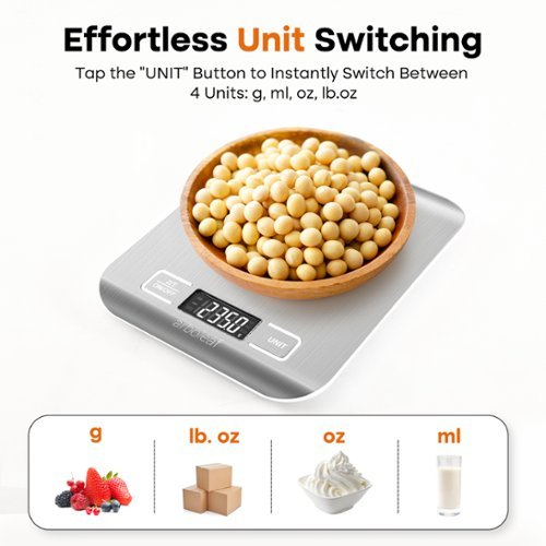 Arboleaf  Food Kitchen Scale, 1g/0.01oz Precise Food Scales for Kitchen, Tare Function, Stainless Steel - Silver with White WORLDWIDE DELIVERY