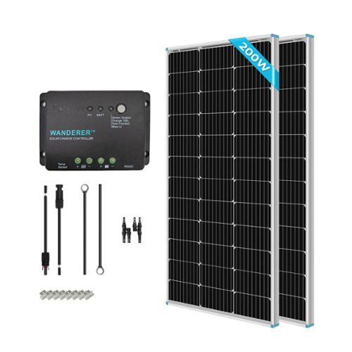 Renogy - 200 W 12V Solar Kit with 2 100W Solar Panel and 30A PWM Controller for RV, Boats, Trailer, Camper, Marine - Black