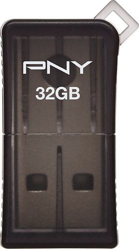 PNY - Micro Sleek Attaché 32GB USB 2.0 Flash Drive - Gray-Front_Standard 