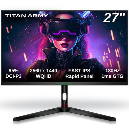 Titan-army - P27A2R Gaming Monitor, 2K Fast IPS QHD 2560x1440p, 180Hz 1ms GTG, Adaptive-Sync, 95% DCI-P3, Lifting Swivel Stand - 180Hz 27inch QHD