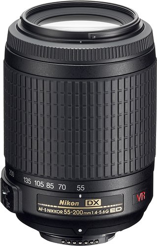  Nikon - AF-S DX VR Zoom-Nikkor 55-200mm f/4-5.6G IF-ED Telephoto Zoom Lens - Black