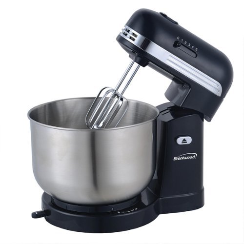 Brentwood - 5 Speed Stand Mixer with 3.5 Quart Stainless Steel Mixing Bowl - Black-Front_Standard 