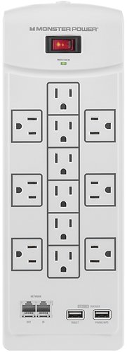  Monster - Core Power 1200 USB 12-Outlet Surge Protector - Black