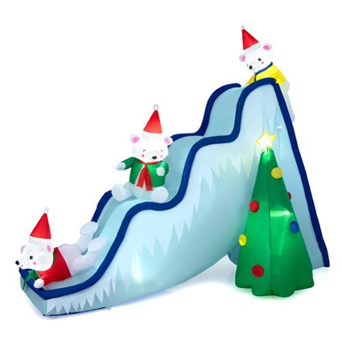 Costway 7.5FTInflatable Polar Bear Slide Scene Decoration, Blowup Christmas Decoration - Multicolor