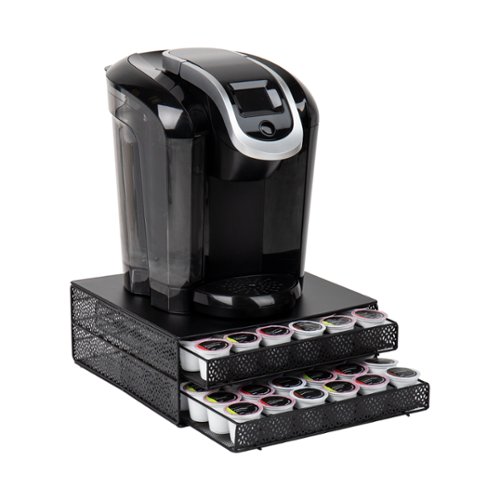 Mind Reader - Single Serve Coffee Pod Organizer with 2 Drawers, 72 Pod Capacity, Metal Mesh, 13"L x 12.75"W x 5"H - Black
