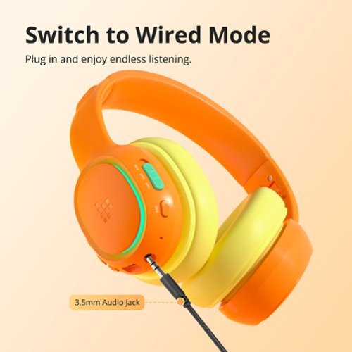 Tronsmart KH03 Active Noise Cancelling Wireless Headphones w/ 74/85/93dB Safe Volume, LED Lights, 70H Playtime for School Travel - Orange BUY IN SAUDI ARABIA