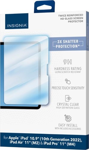 Insignia™ Glass Screen Protector for iPad 10.9 (2022), iPad Air 11 (M2), iPad Pro 11 (M4), iPad 11 (A16) - Clear BUY ONLINE