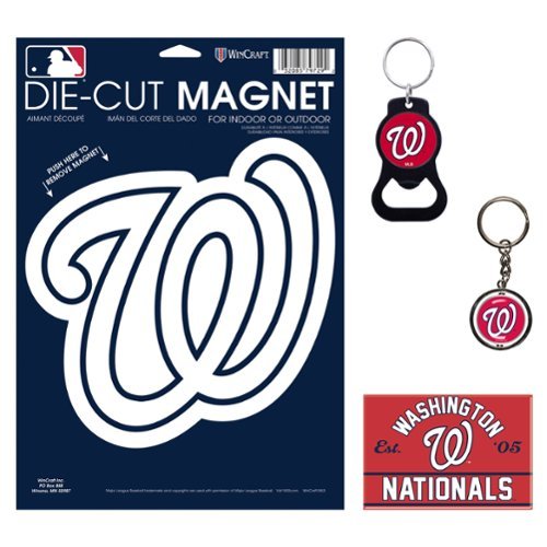 WinCraft - Washington Nationals 4-Pack Key Rings and Magnets Set - Multicolor-Front_Standard 