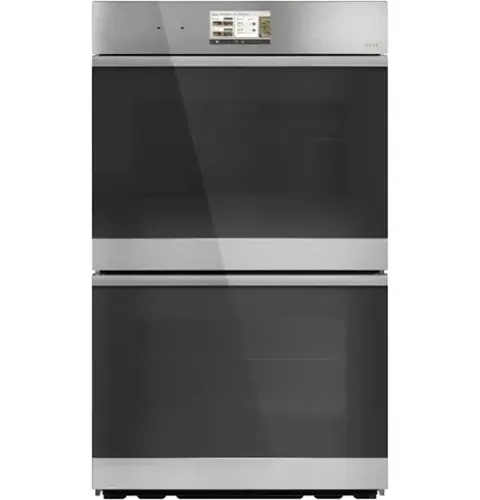 Front. Café - 30" Smart Built-In double Electric Convection Wall Oven with Air Fry and Push-to-Oven Door - Platinum Glass.