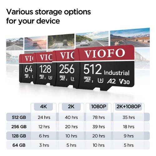 VIOFO 512GB Industrial Grade microSD Card, U3 A2 V30 High Speed
