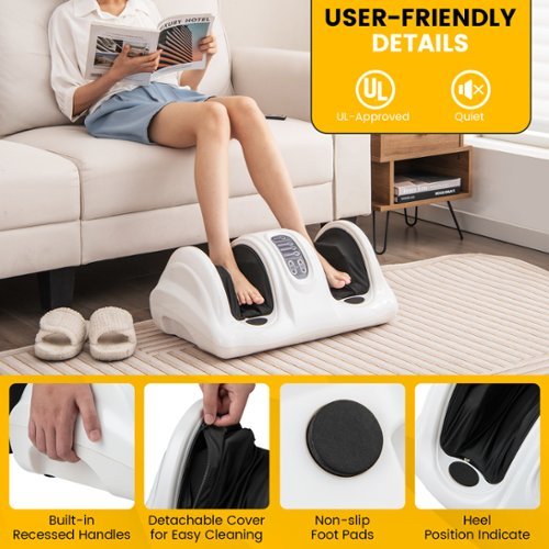 Costway Shiatsu Foot Massager Kneading and Rolling Leg Calf Ankle with Remote - White BUY ONLINE
