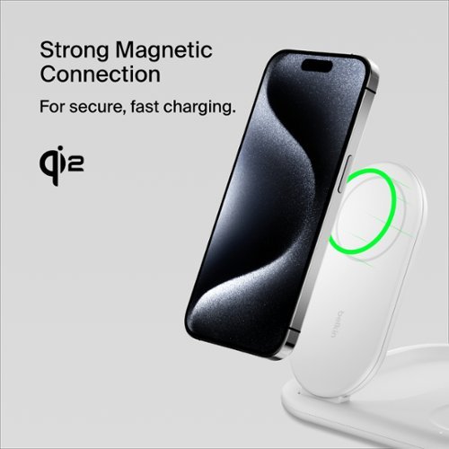 Belkin 3-in-1 15W, Foldable Magnetic Qi2 Charging Station for iPhone 16, Apple Watch, AirPods, and More, w/Non-Slip Base & PSU - White SHOP ONLINE