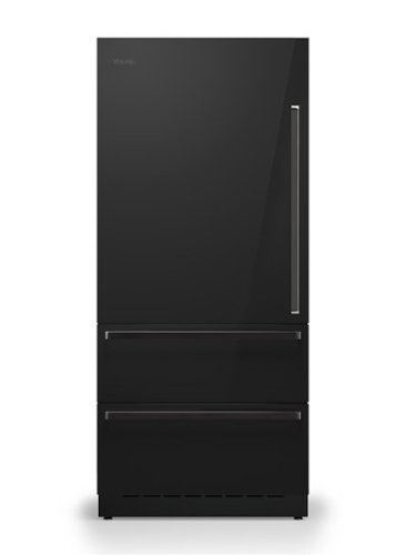 36" W. BTM Door Panel for Viking Veil FDBMIC7360L Left Hinge Ref./Frz. Models - Black Glass