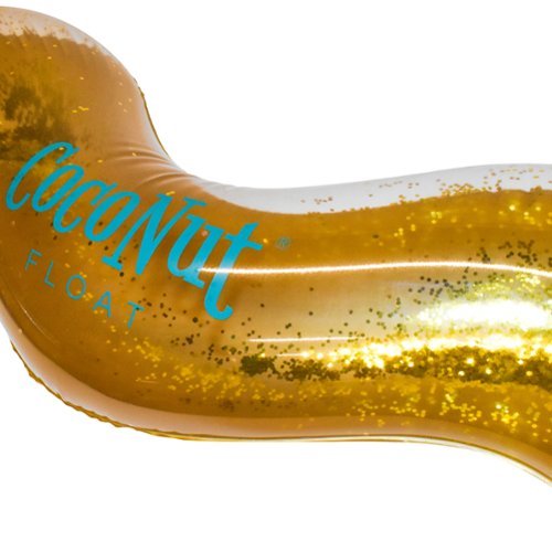 Salus Brands, LLC CocoNut Float: Gold Glitter Heart Pool Float - 48x40, Inflatable 48 Jumbo Ring, Anti-Leak, Durable, Water Accessory GLOBAL SHIPPING