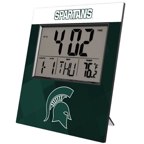 Keyscaper - Michigan State Spartans Color Block Digital Desk Clock - Multicolor-Front_Standard 