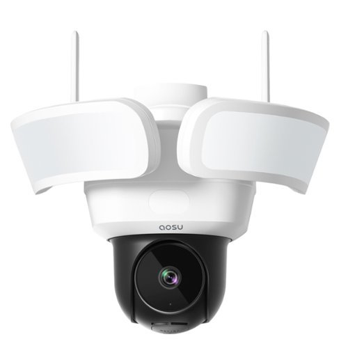 AOSU - L5P2CA11 Floodlight Cam Pro 360deg PTZ Motion-Sensing Wi-Fi AI-Smart 3K Security Camera with 2 Wired - White-Front_Standard 