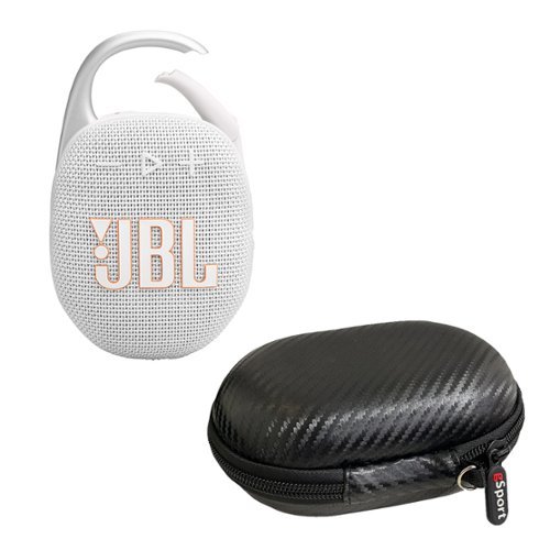JBL - Clip 5 Ultra Portable Bluetooth Speaker with gSport Carbon Fiber Case - White-Front_Standard 
