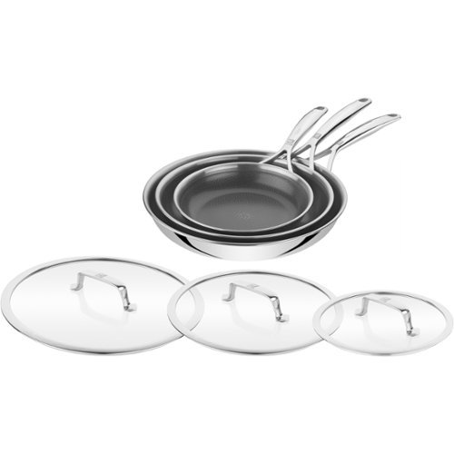 ZWILLING - Peak 6-pc Ceramic Nonstick Dual Performance Fry Pan Set - Stainless Steel-Front_Standard 