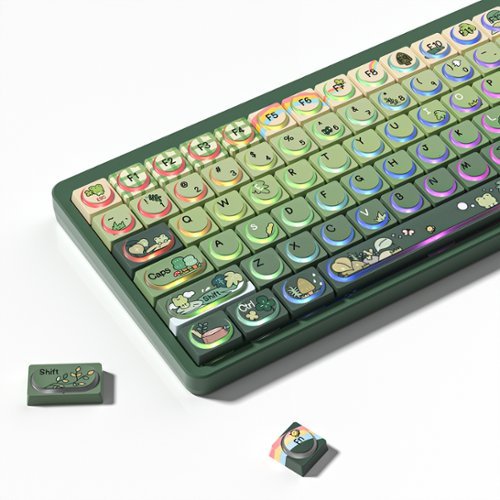 Womier - PBT Keycaps,OEM Profile for 61/68/84/87/98/100 Cherry Gateron MX Mechanical Keyboards - Green-Front_Standard 