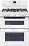LG - 6.1 Cu. Ft. Freestanding Double Oven Gas Range with EasyClean and SuperBoil Burner - Smooth White-Front_Standard