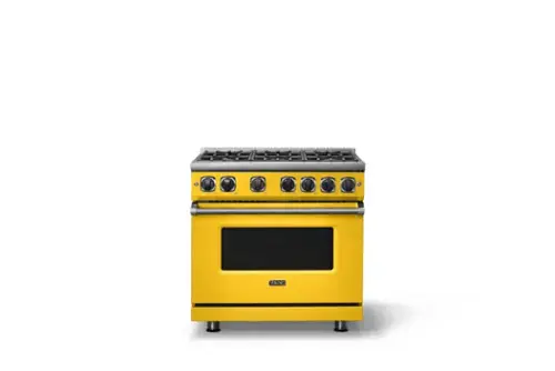 Front. Viking - Pro 7 Series 5.6 Cu. Ft. Freestanding Sealed 4 Burner Gas Convection Range - Daffodil - Daffodil.