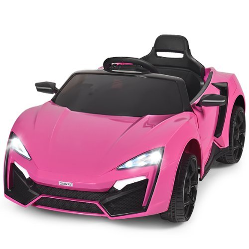 Costway - 12V Kids Ride On Car 2.4G RC Electric Vehicle w/ Lights MP3 Openable Doors - Pink-Front_Standard 